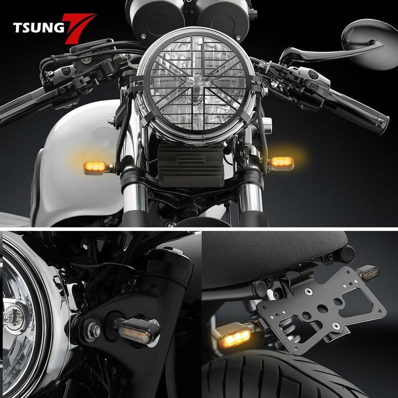 TSUNG Mini Motorcycle Turn Signals Light LED Micro Blinkers for Front/Rear Universal Aftermarket Small Indicator for Cafe Racer Bobber Cruiser Street Bikes (C-Clear) - Image 4